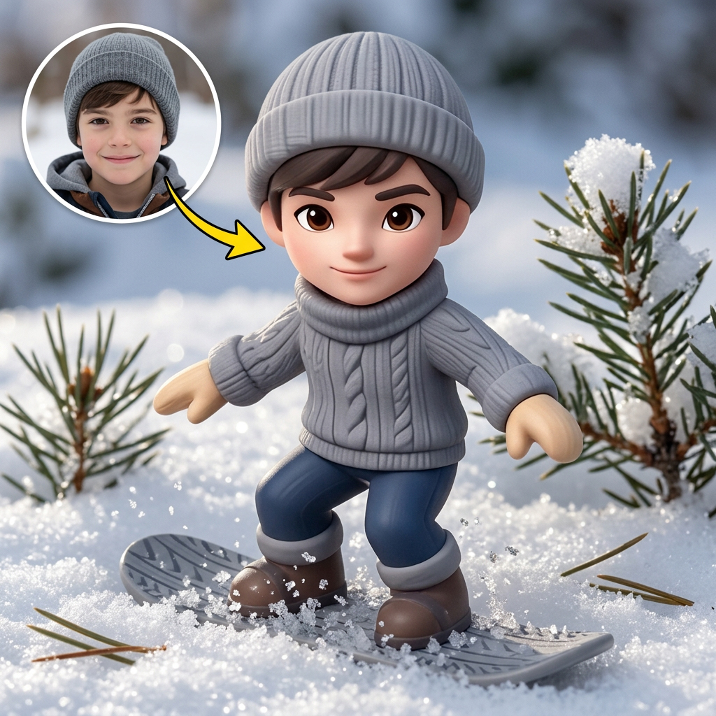 Custom 3D Winter Skiing Character Figurine