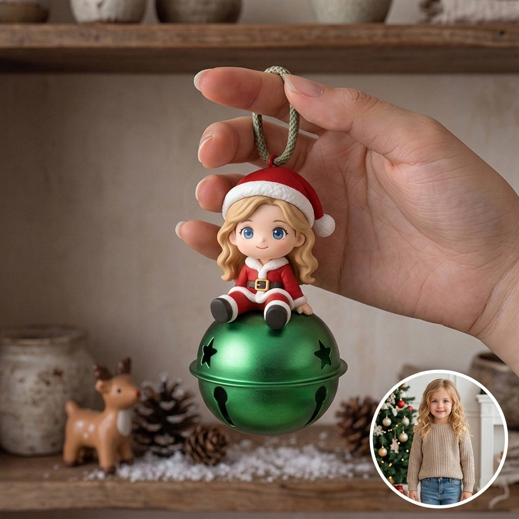 Custom 3D Character Christmas Bell Ornament