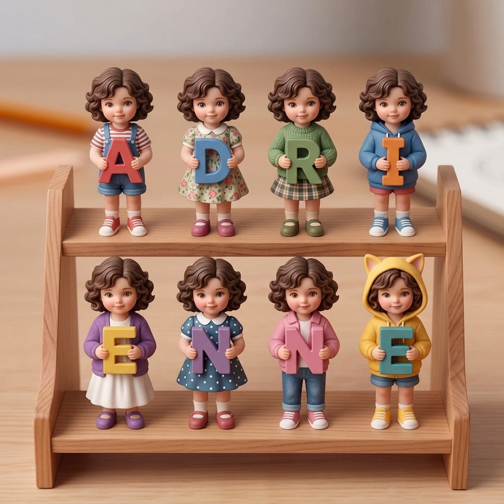 3D Figurine Holding Initial Letter/Numbers Mini Ornaments of Characters