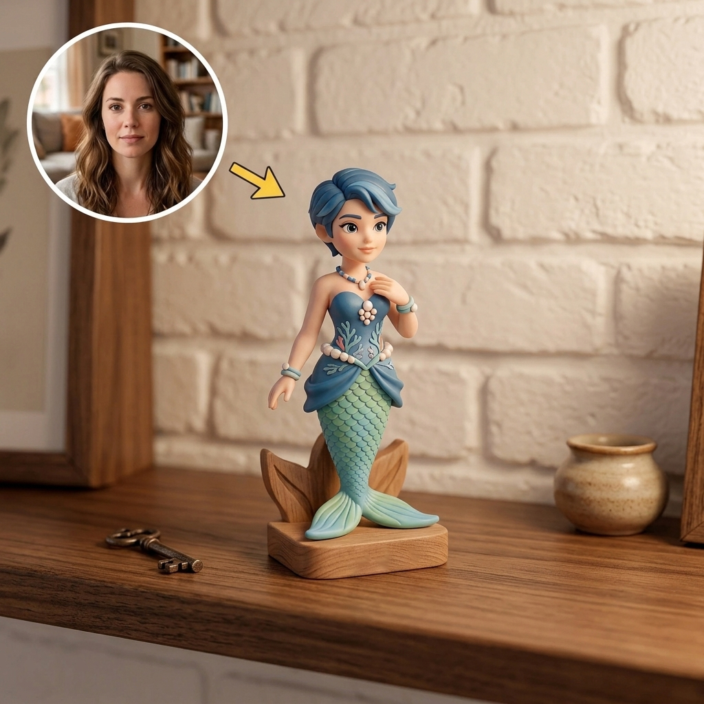 Custom Mermaid 3D Figure Desk Figurine