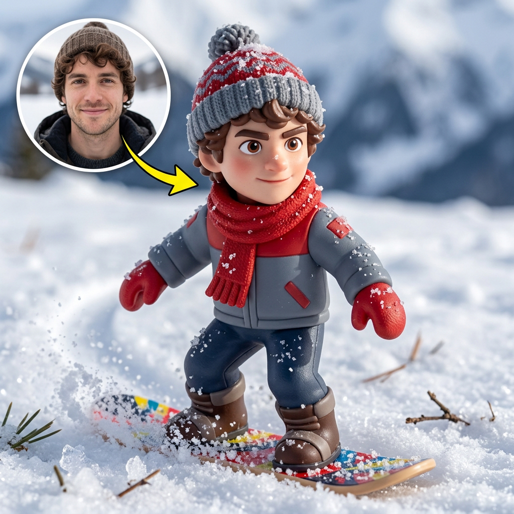 Custom 3D Winter Skiing Character Figurine