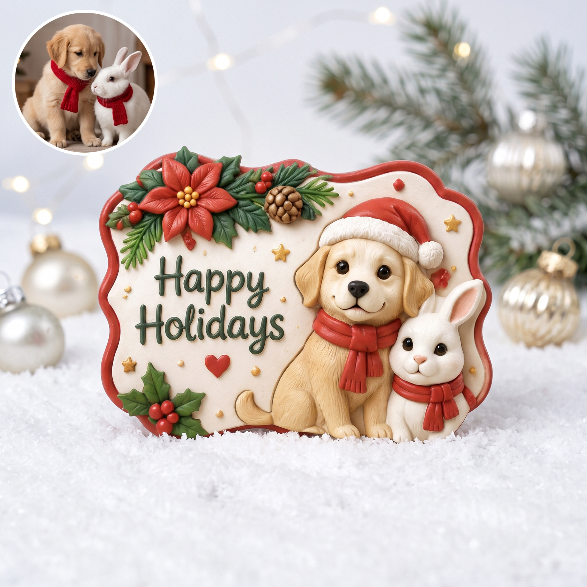 Custom 3D Christmas Portrait Fridge Magnet
