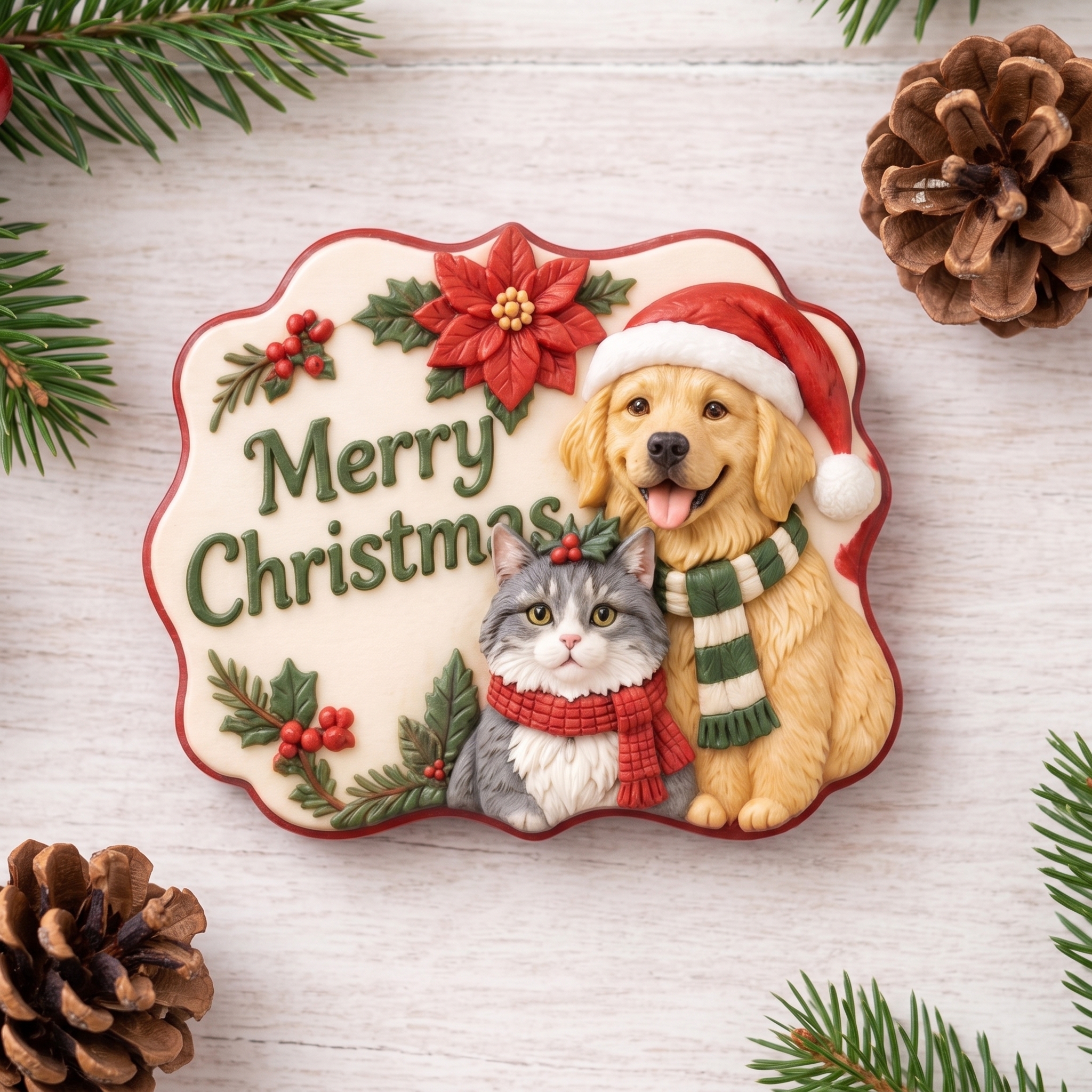 Custom 3D Christmas Portrait Fridge Magnet