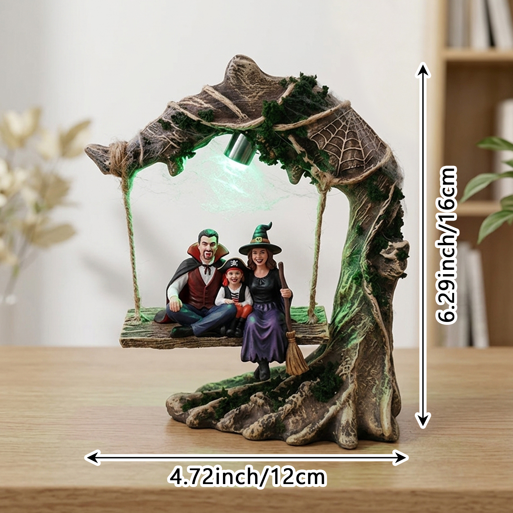 Customized Personalized Desktop Ornaments, 3D Printed Halloween Swing Figurine,  Swing Figurine with Lights