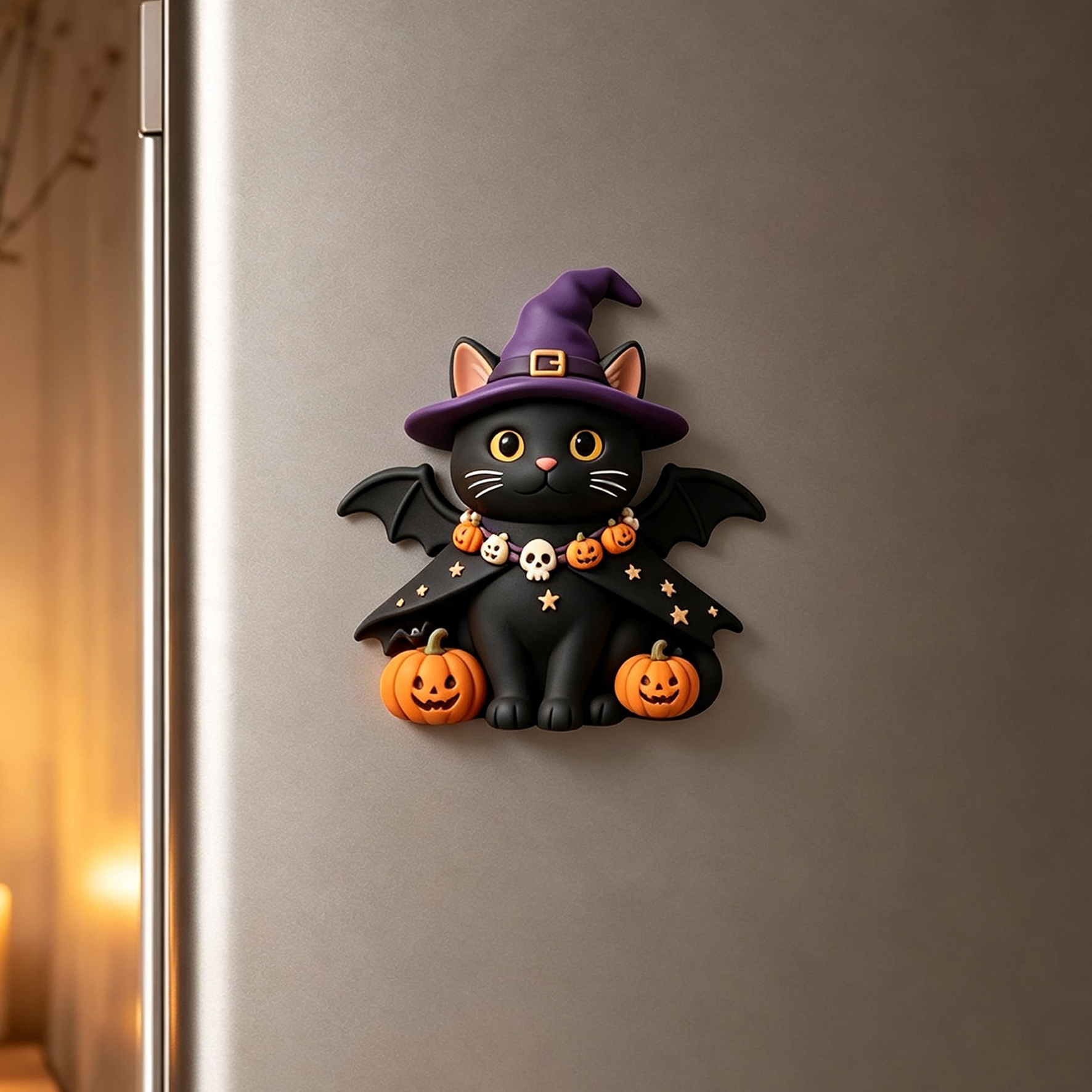 Custom 3D Relief Cartoon Fridge Magnet | Personalized Halloween Pet Fridge Magnet with Pumpkin/Ghost | Made of resin | Dogs Cats Halloween Gift