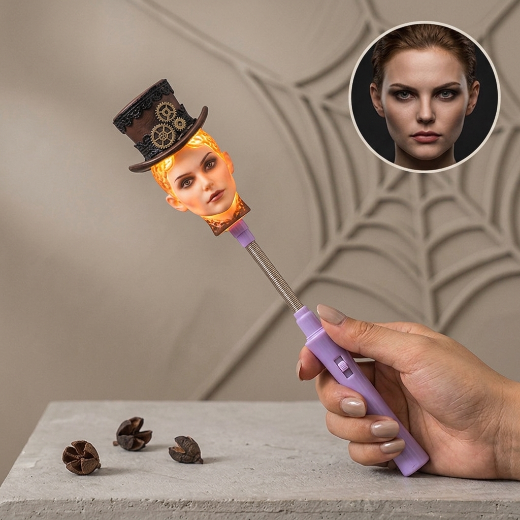 Personalized 3D Printed Custom Halloween Handheld Glitter Stick, Halloween Portrait Hand-cranked Lights,Resin for Portraits, Halloween Fall Decor ,Halloween Gift ,Halloween Party Favors, Trick or Treat Decor