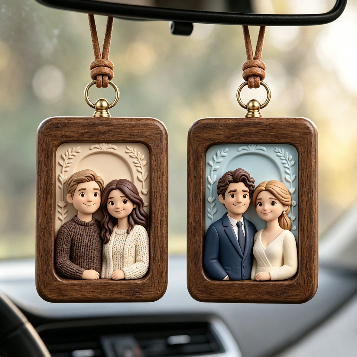 Personalized 3D Portrait Car Ornament, Customized 3D Portrait/Pet Photo with Frame Ornaments,Made of Resin, Compatible with Cars and Offices, Multi-purpose for Dashboard/Desktop/Hanging, Driving Test Pass Gift, 3D Ornaments Anniversary Gift for Him/Her