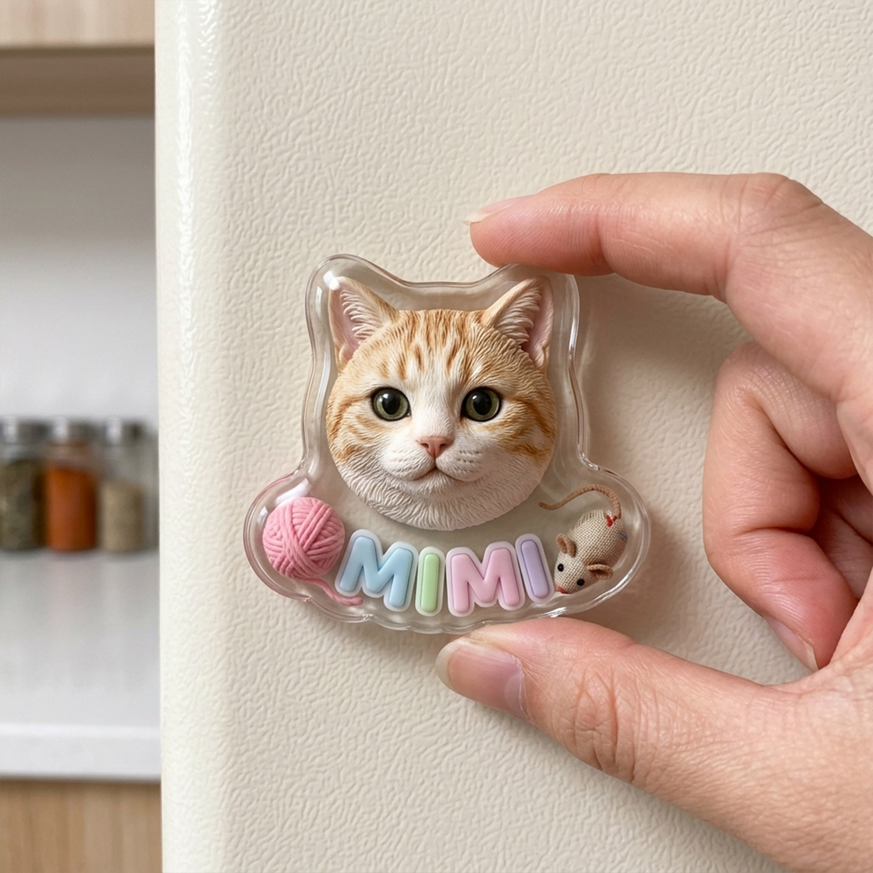 Custom 3D Pet Transparent Fridge Magnet with Name