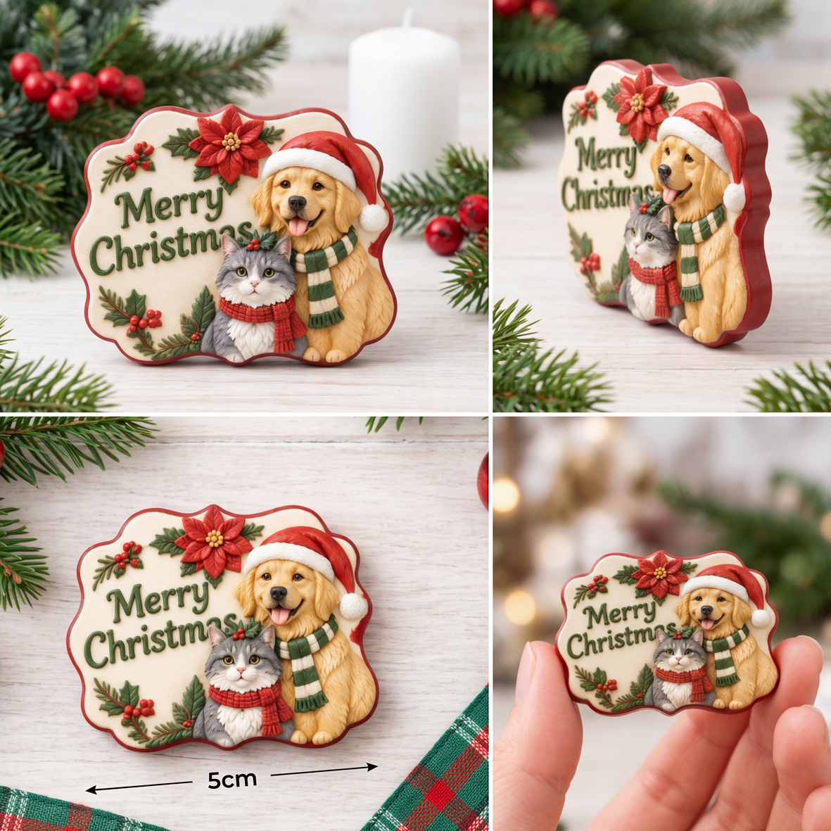 Custom 3D Christmas Portrait Fridge Magnet