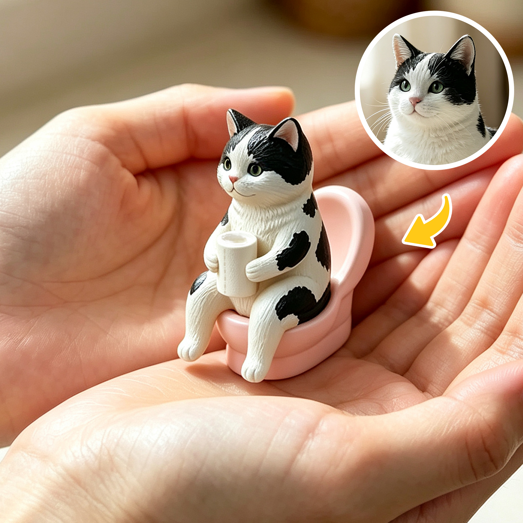 Cute 3D Custom Mini Ornaments of Characters or Pets | Made of resin, compatible with cars and offices, multi-purpose for dashboard/desktop/hanging, cartoon theme, perfect for Valentine's Day gifts.