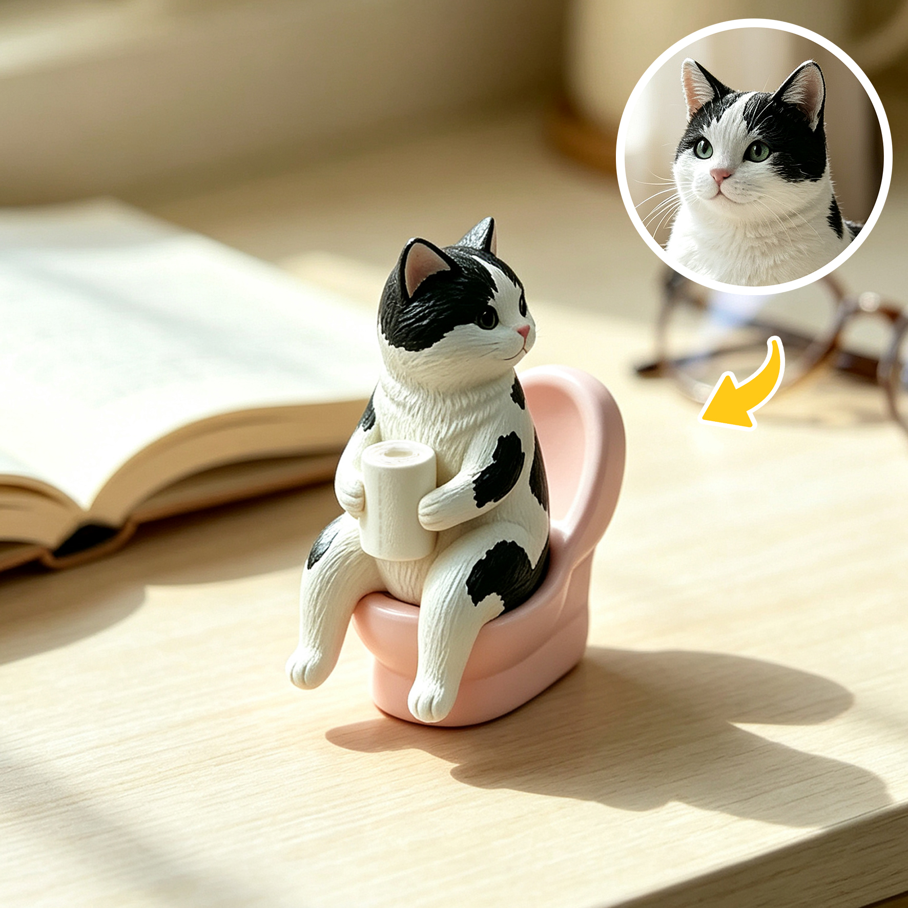 Cute 3D Custom Mini Ornaments of Characters or Pets | Made of resin, compatible with cars and offices, multi-purpose for dashboard/desktop/hanging, cartoon theme, perfect for Valentine's Day gifts.