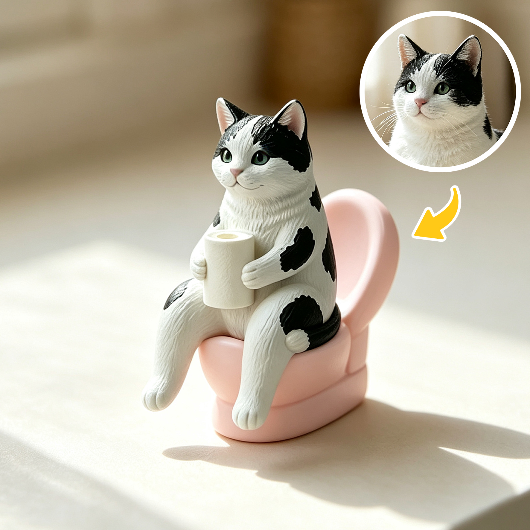 Cute 3D Custom Mini Ornaments of Characters or Pets | Made of resin, compatible with cars and offices, multi-purpose for dashboard/desktop/hanging, cartoon theme, perfect for Valentine's Day gifts.