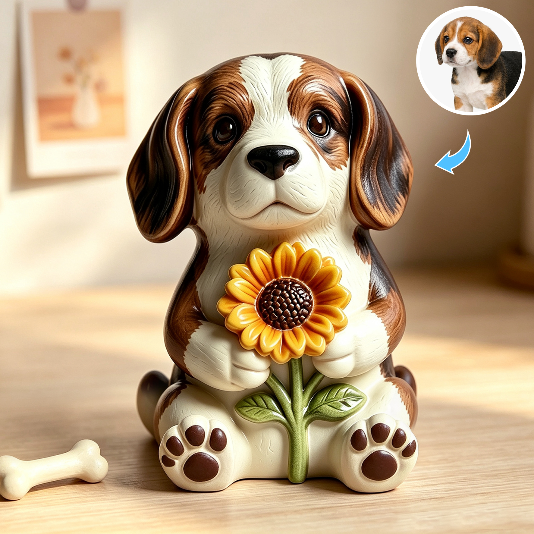 Cute 3D Custom Mini Ornaments of Characters or Pets | Made of resin, compatible with cars and offices, multi-purpose for dashboard/desktop/hanging, cartoon theme, perfect for Valentine's Day gifts.