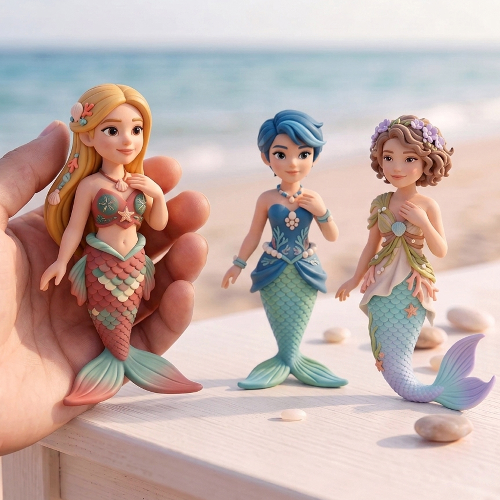Custom Mermaid 3D Figure Desk Figurine