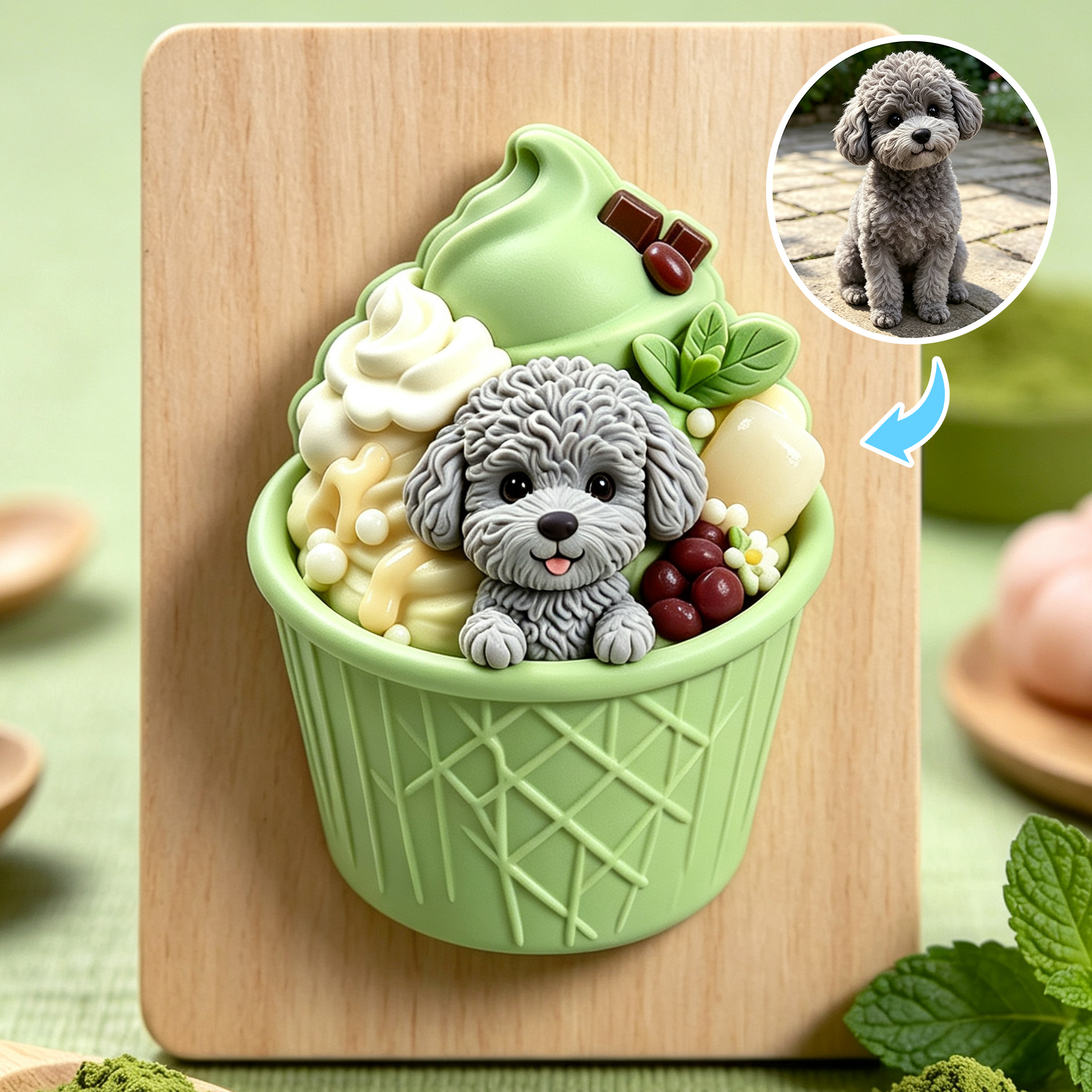 Custom 3D Relief Cartoon Fridge Magnet | Customizable with Pet Photos | Personalized 3D Printed Ice Cream Pet Refrigerator Magnets