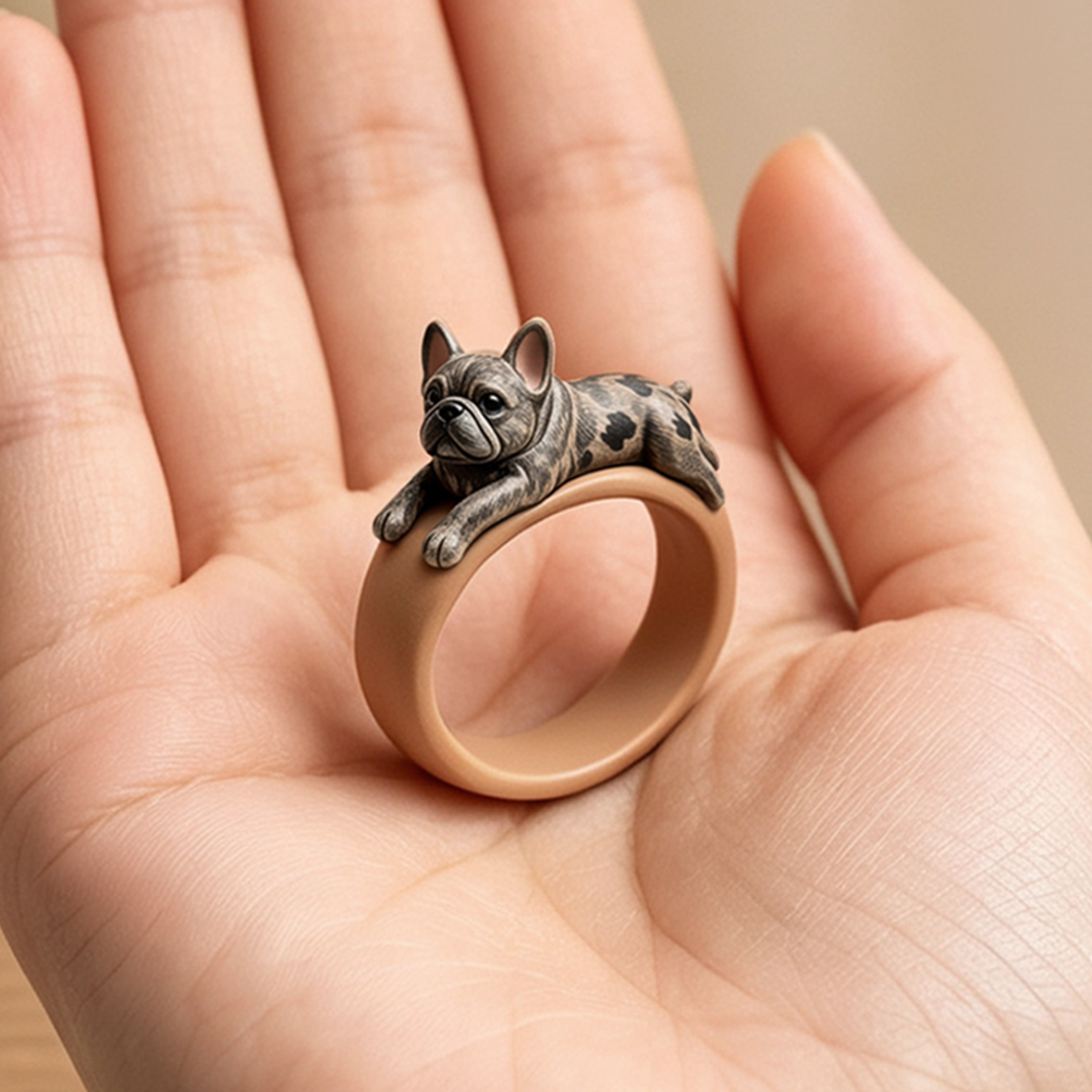 Customized 3D pet portrait rings, personalized 3D pet portrait rings, commemorative gifts for pet lovers.