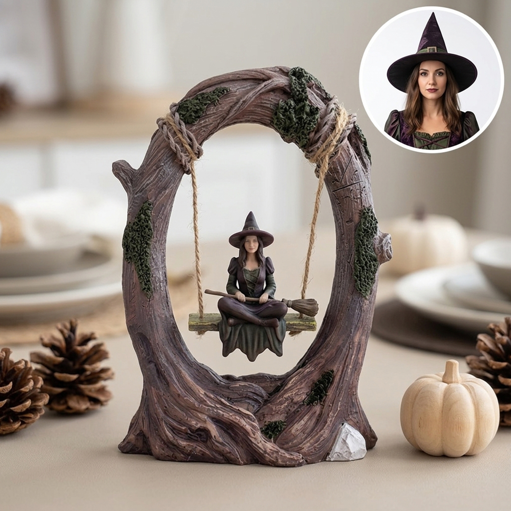 Customized Personalized Desktop Ornaments, 3D Printed Halloween Swing Figurine,  Swing Figurine with Lights