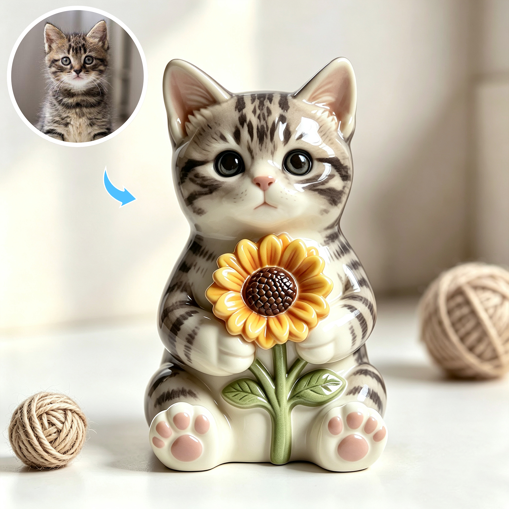 Cute 3D Custom Mini Ornaments of Characters or Pets | Made of resin, compatible with cars and offices, multi-purpose for dashboard/desktop/hanging, cartoon theme, perfect for Valentine's Day gifts.