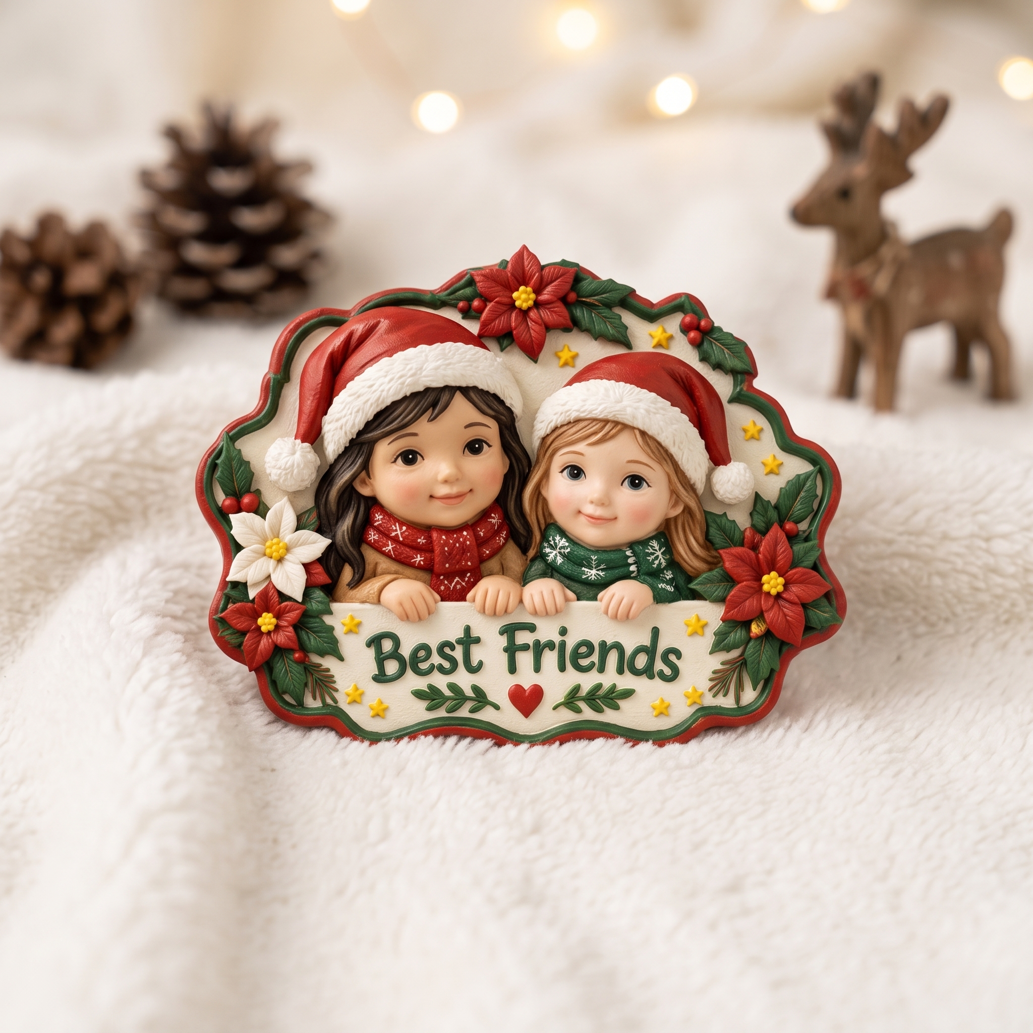 Custom 3D Christmas Portrait Fridge Magnet