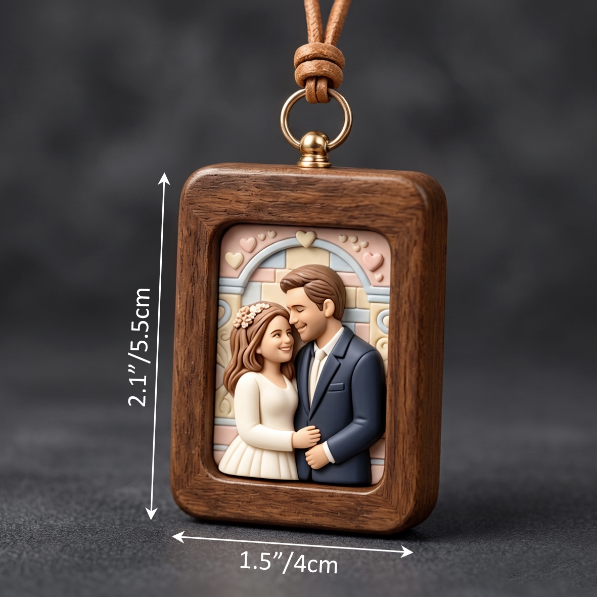 Personalized 3D Portrait Car Ornament, Customized 3D Portrait/Pet Photo with Frame Ornaments,Made of Resin, Compatible with Cars and Offices, Multi-purpose for Dashboard/Desktop/Hanging, Driving Test Pass Gift, 3D Ornaments Anniversary Gift for Him/Her