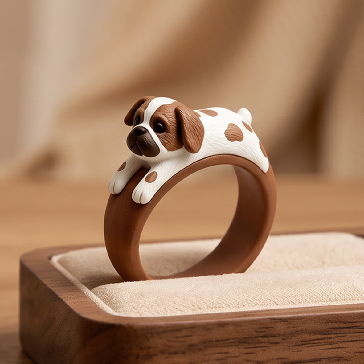 Customized 3D pet portrait rings, personalized 3D pet portrait rings, commemorative gifts for pet lovers.