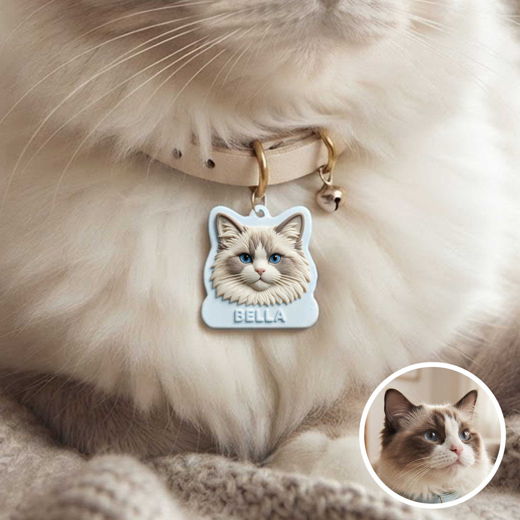 Personalised pet tags, Customizable 3D printed pet tag with name, ID tag for pets, Dog and cat memorial tag, Resin pet portrait keyring, commemorative gifts for pet lovers.