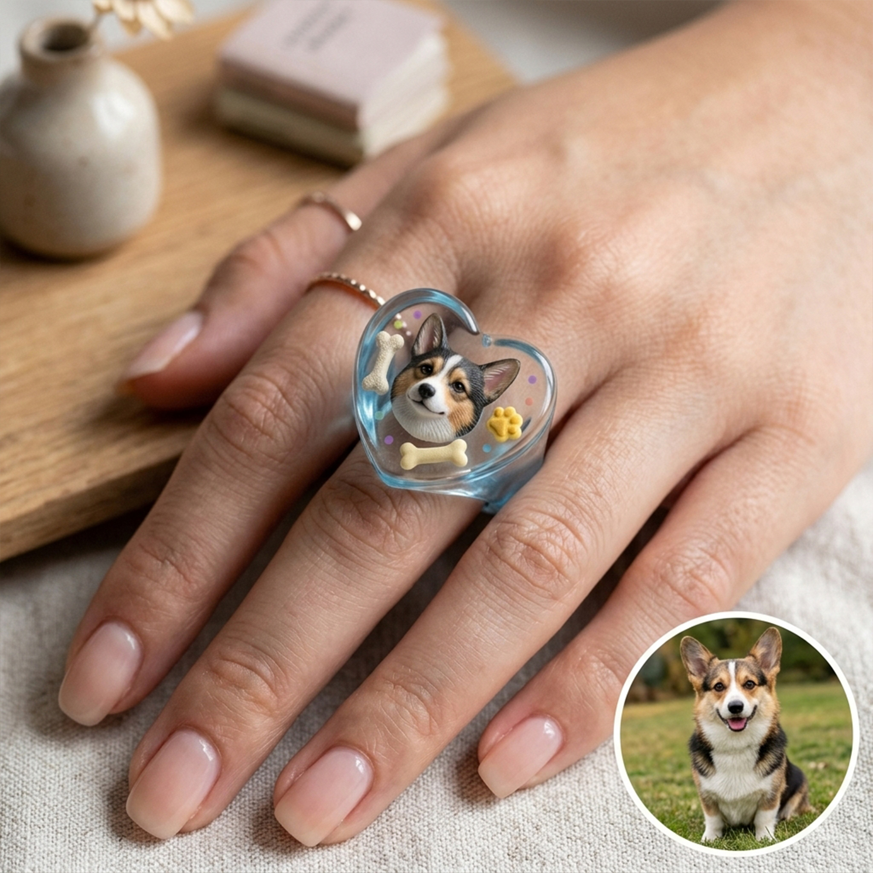 Custom 3D Figurine Transparent Resin Ring