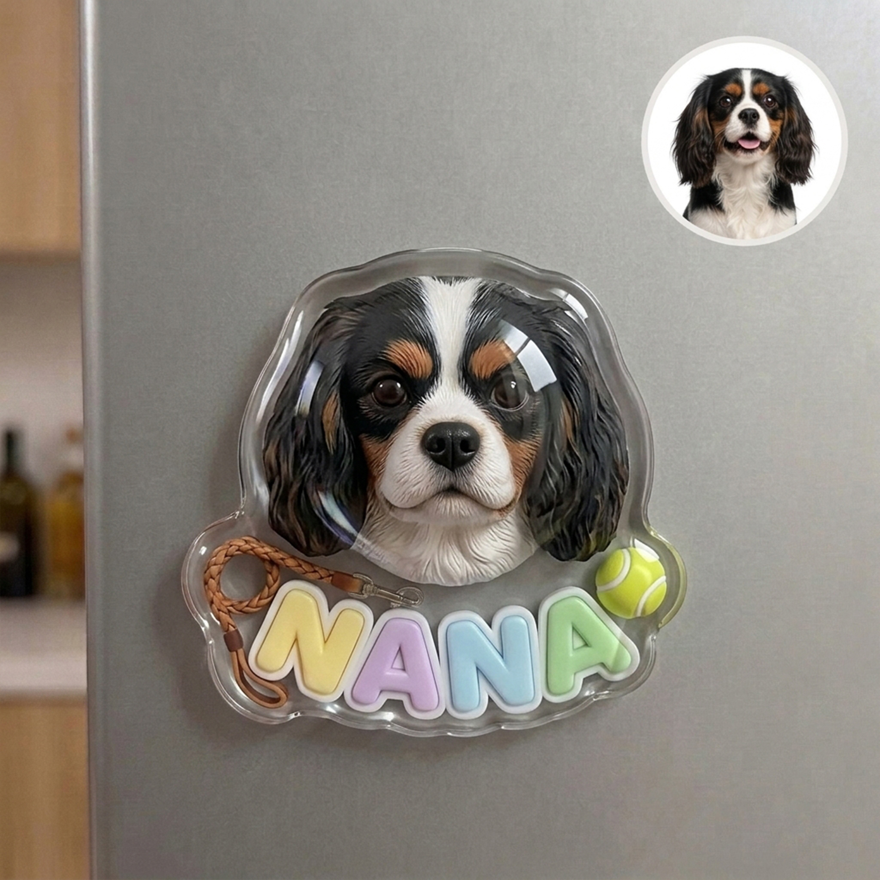 Custom 3D Pet Transparent Fridge Magnet with Name