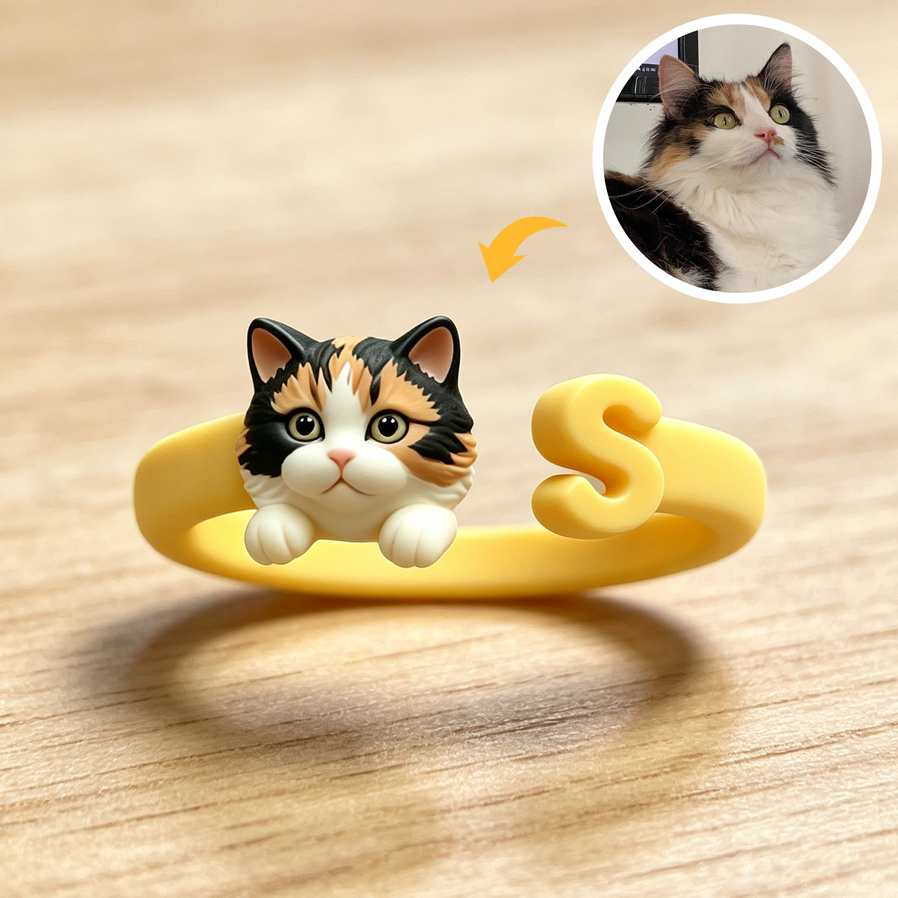 Customized 3D pet portrait rings, personalized 3D pet portrait rings, commemorative gifts for pet lovers.