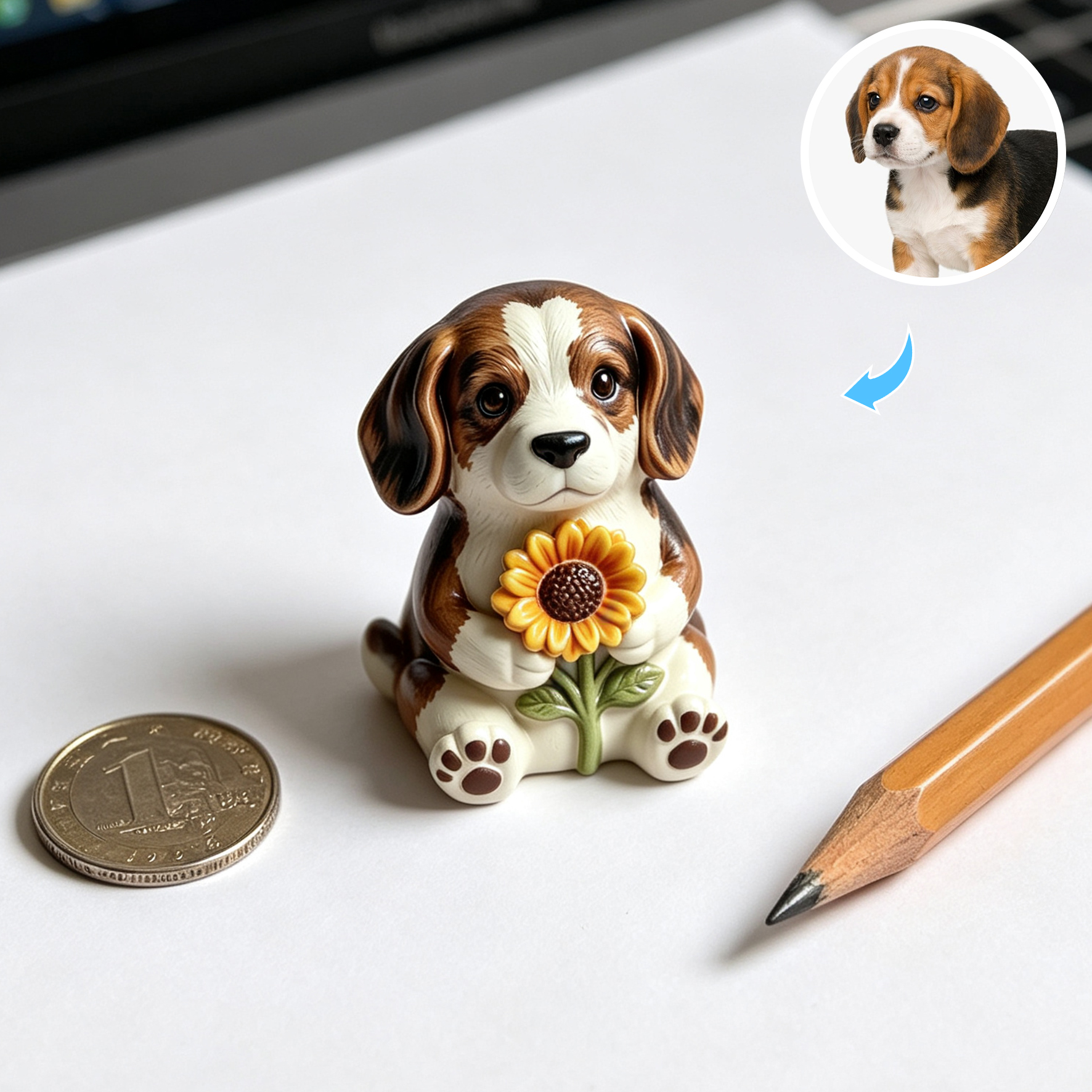 Cute 3D Custom Mini Ornaments of Characters or Pets | Made of resin, compatible with cars and offices, multi-purpose for dashboard/desktop/hanging, cartoon theme, perfect for Valentine's Day gifts.