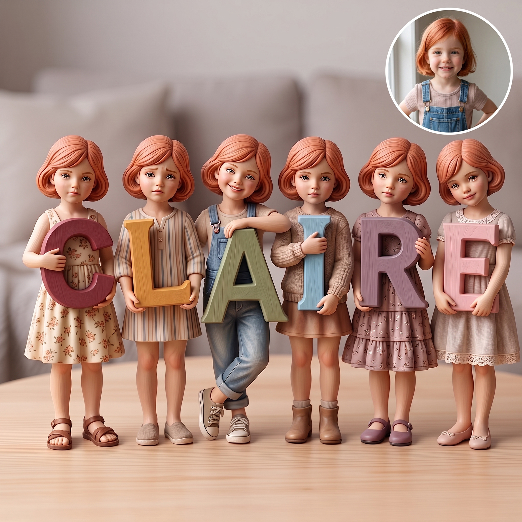 3D Figurine Holding Letters/Numbers Mini Ornaments of Characters