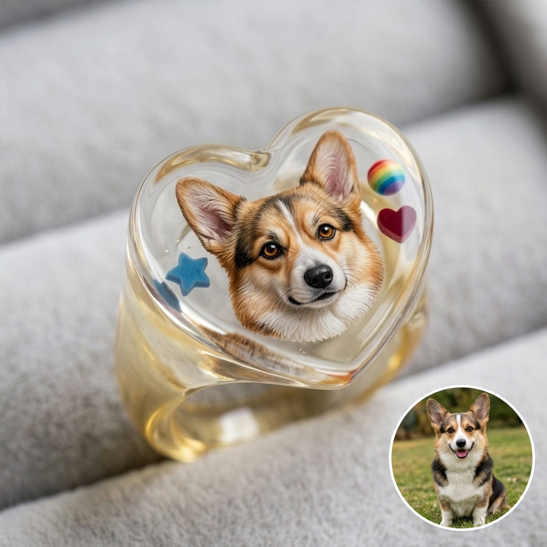 Custom 3D Figurine Transparent Resin Ring