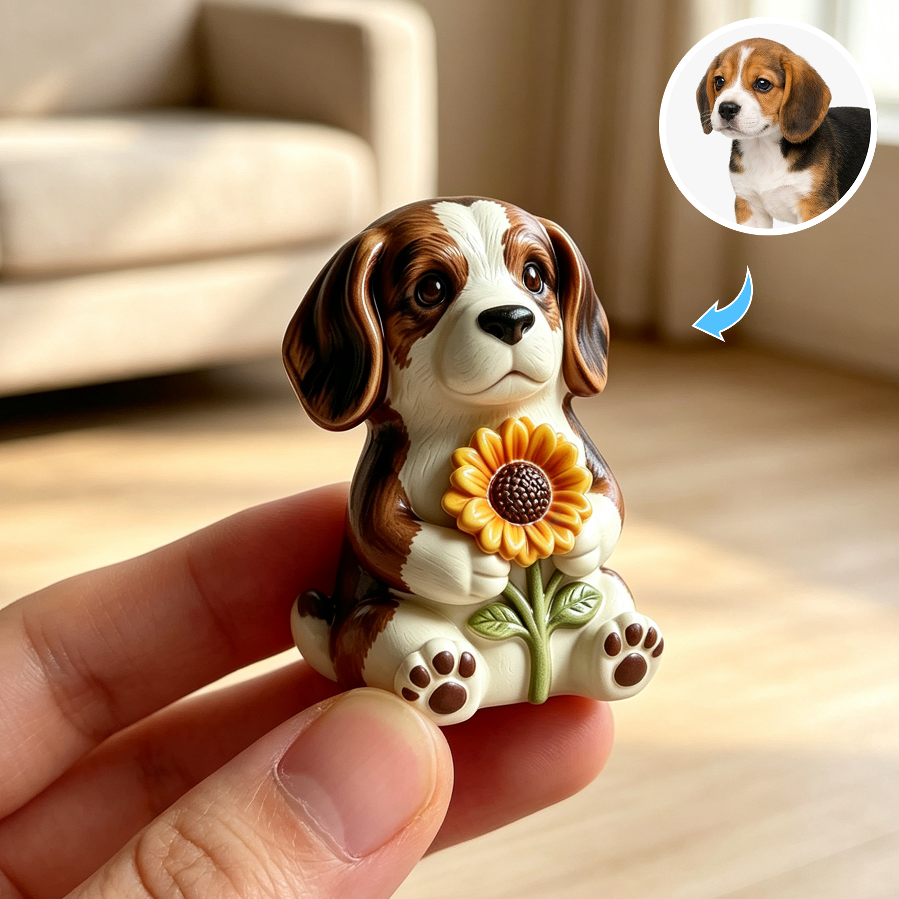 Cute 3D Custom Mini Ornaments of Characters or Pets | Made of resin, compatible with cars and offices, multi-purpose for dashboard/desktop/hanging, cartoon theme, perfect for Valentine's Day gifts.