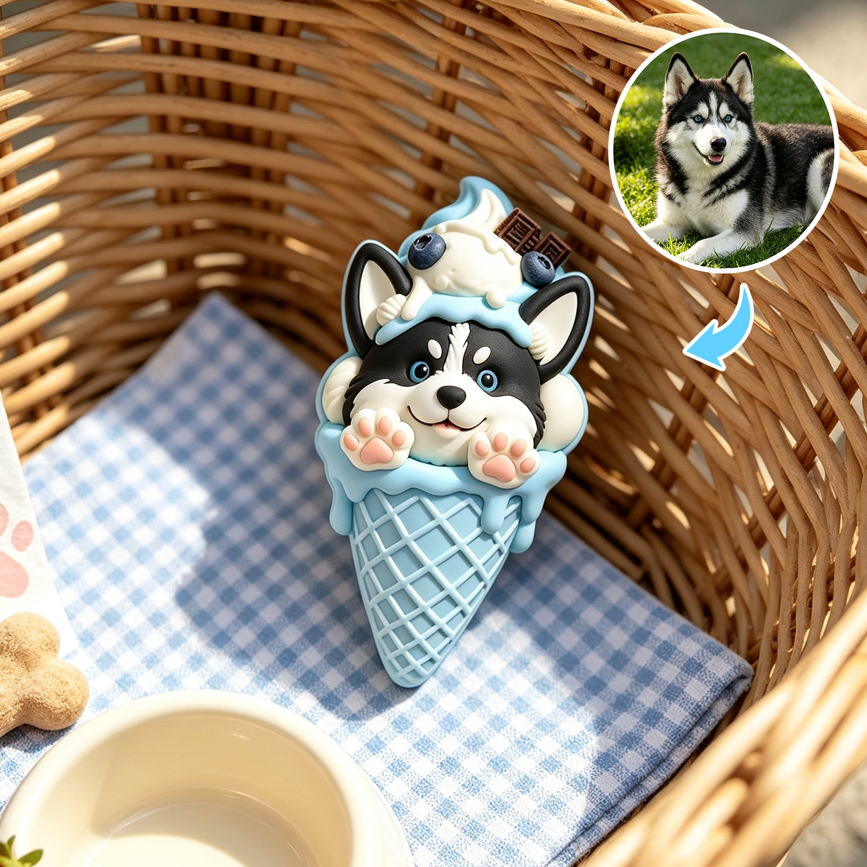 Custom 3D Relief Cartoon Fridge Magnet | Customizable with Pet Photos | Personalized 3D Printed Ice Cream Pet Refrigerator Magnets