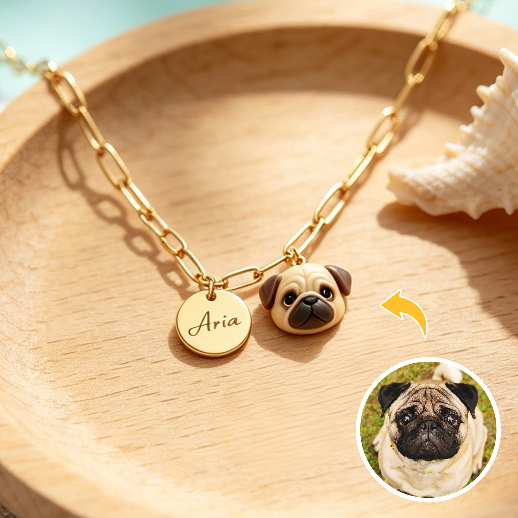 Personalized necklaces, customizable pet pendants, dog and cat portrait necklaces with name, commemorative gifts, and the perfect present for pet lovers.