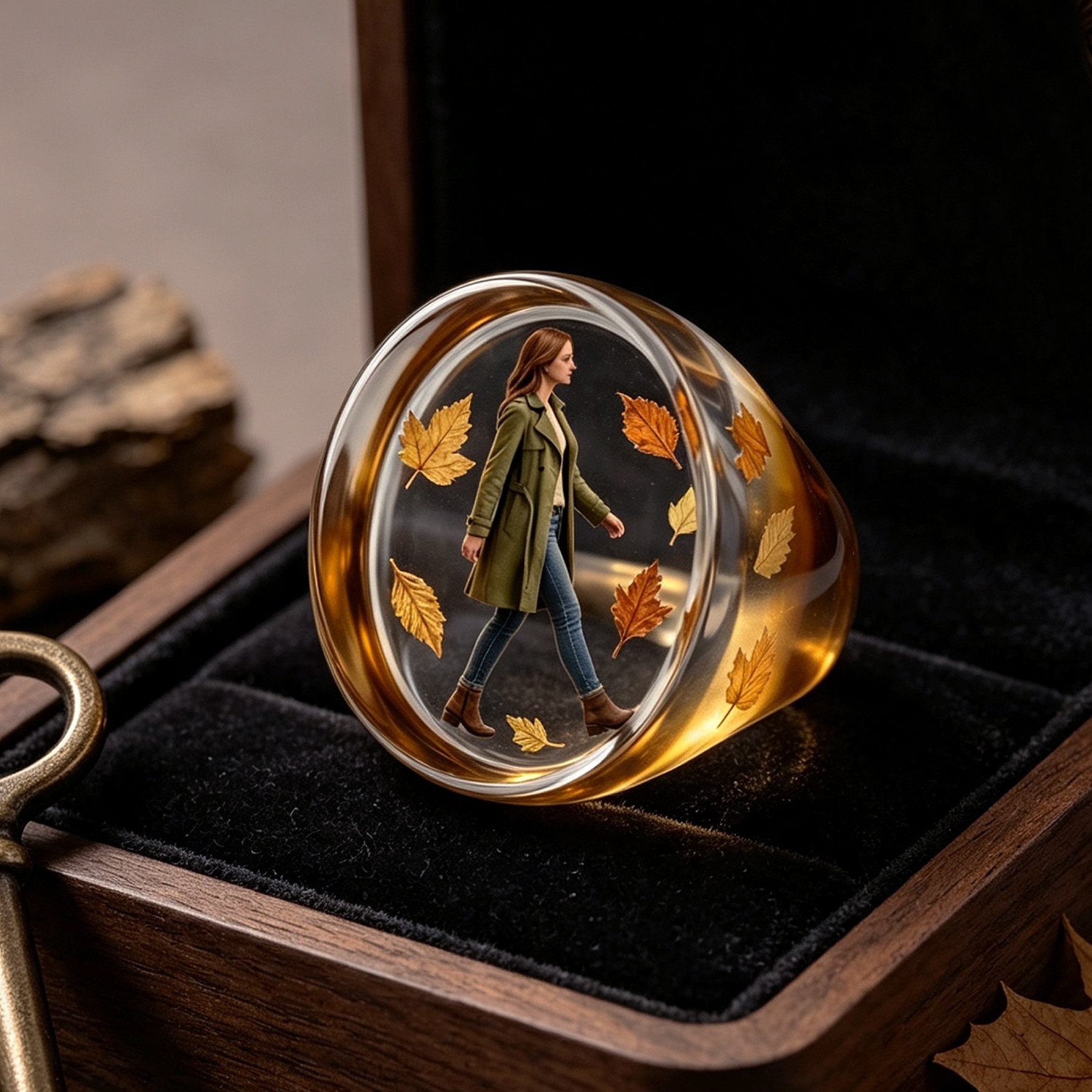 Customized 3D figurine rings, Personalized 3D figurine transparent rings made of resin, Commemorative gifts for him/her.
