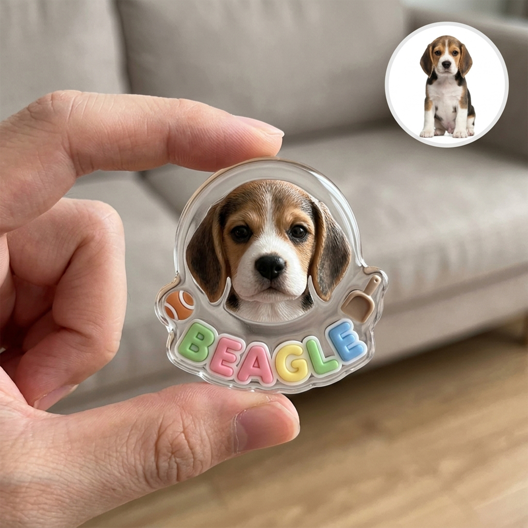 Custom 3D Pet Transparent Fridge Magnet with Name