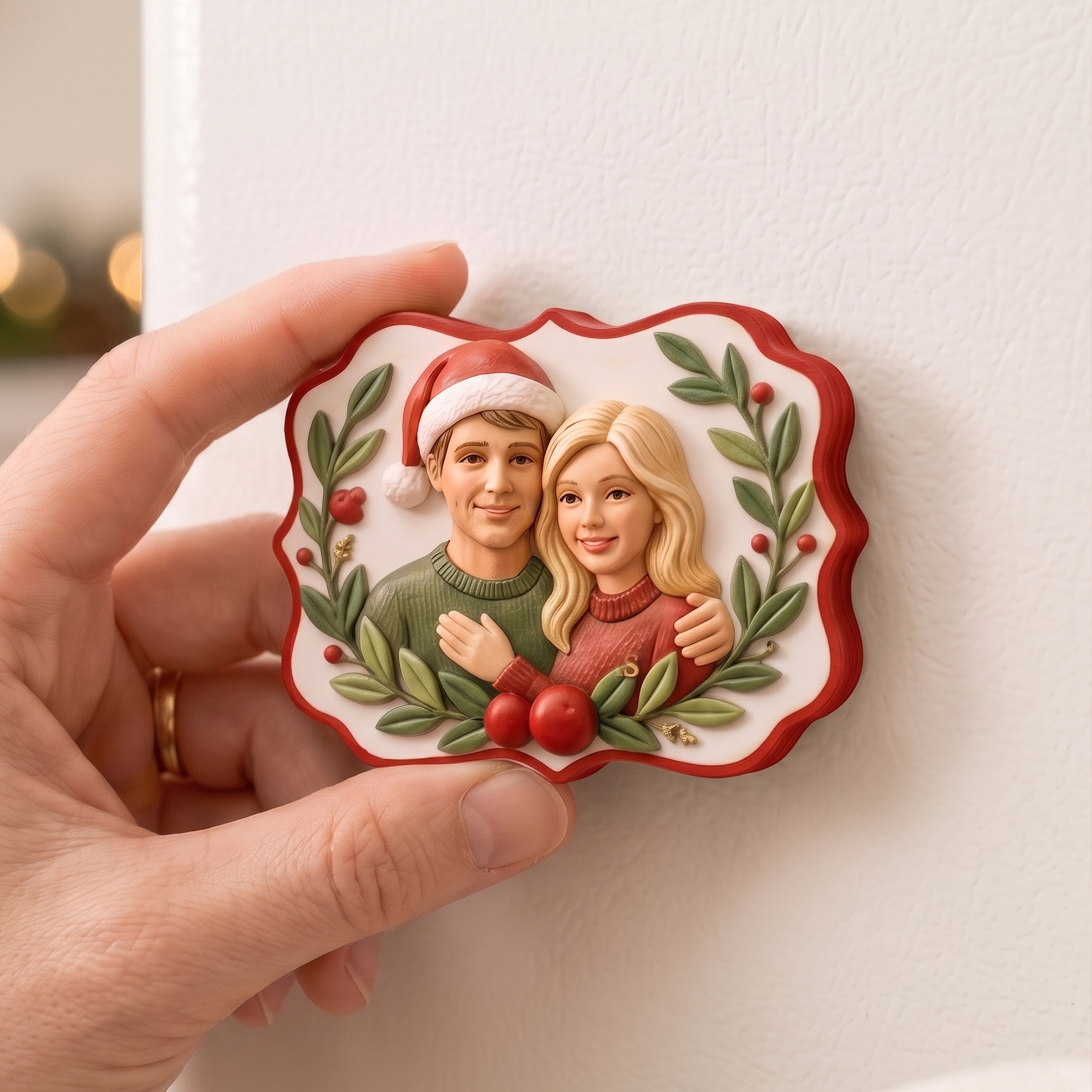 Custom 3D Christmas Portrait Fridge Magnet