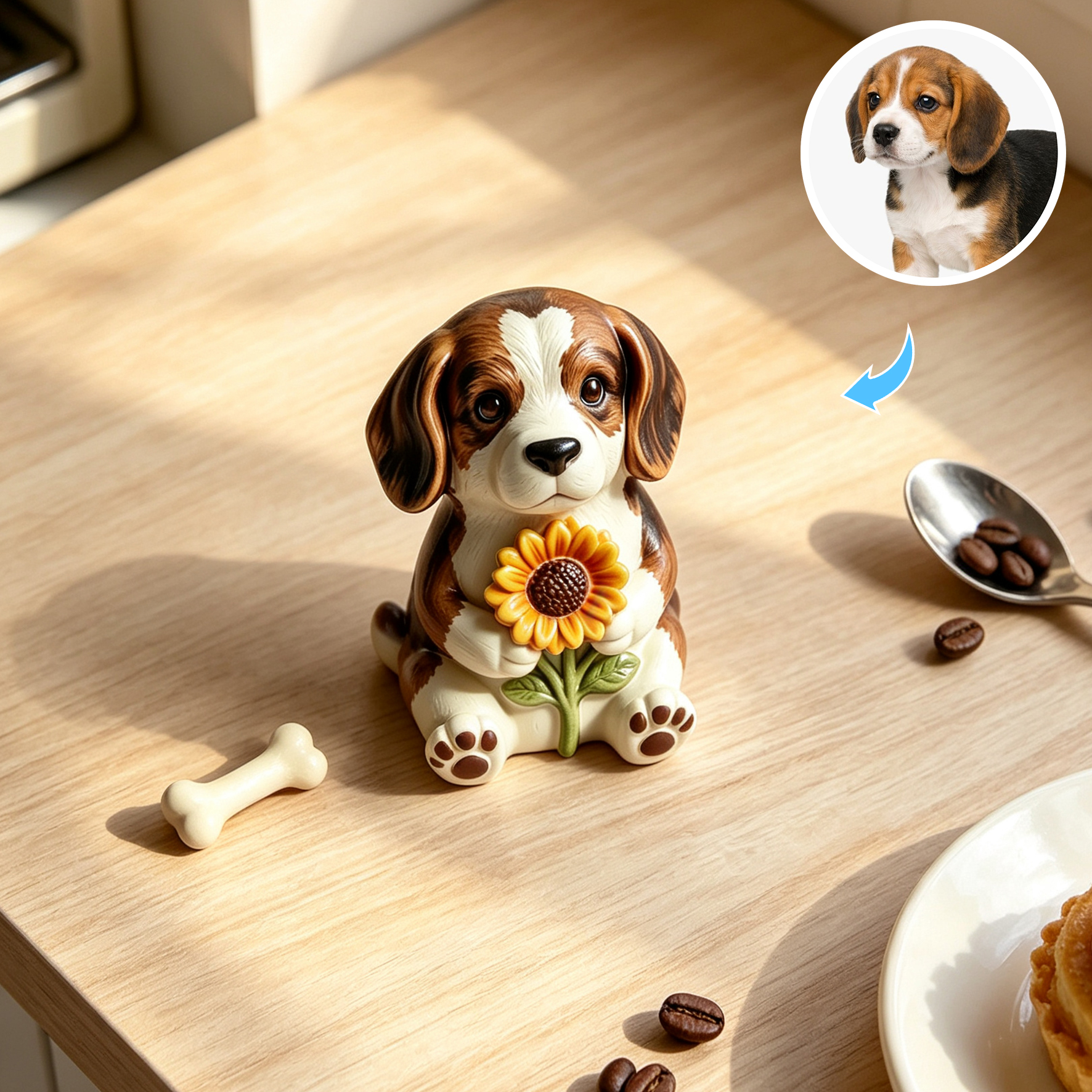 Cute 3D Custom Mini Ornaments of Characters or Pets | Made of resin, compatible with cars and offices, multi-purpose for dashboard/desktop/hanging, cartoon theme, perfect for Valentine's Day gifts.