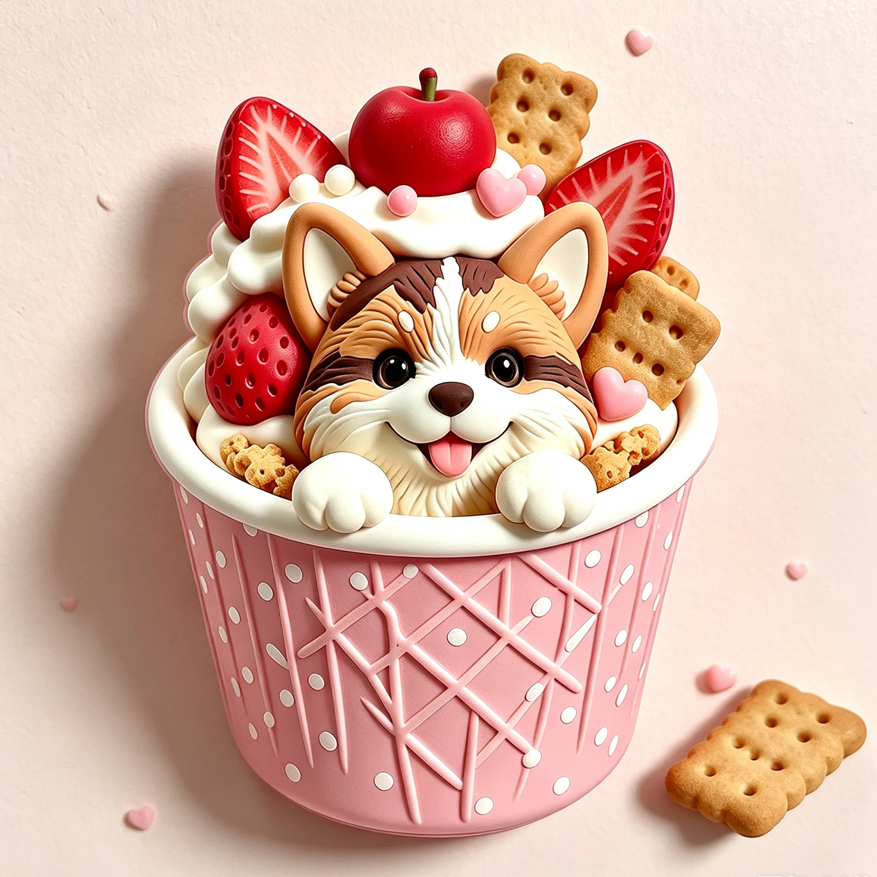 Custom 3D Relief Cartoon Fridge Magnet | Customizable with Pet Photos | Personalized 3D Printed Ice Cream Pet Refrigerator Magnets