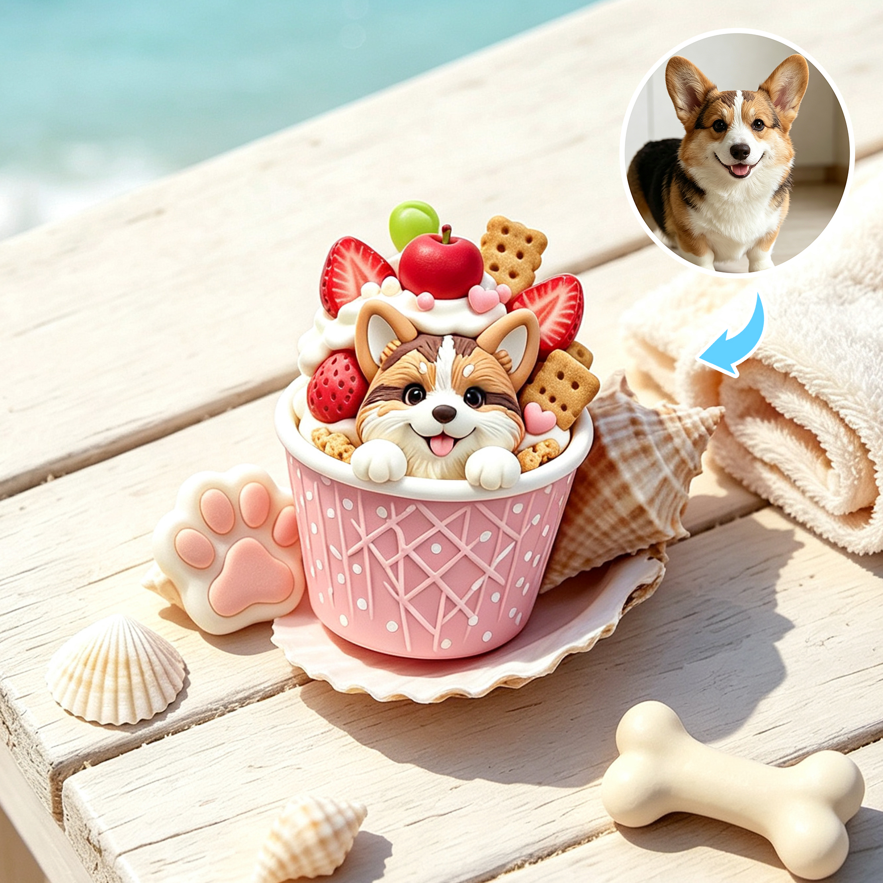 Custom 3D Relief Cartoon Fridge Magnet | Customizable with Pet Photos | Personalized 3D Printed Ice Cream Pet Refrigerator Magnets