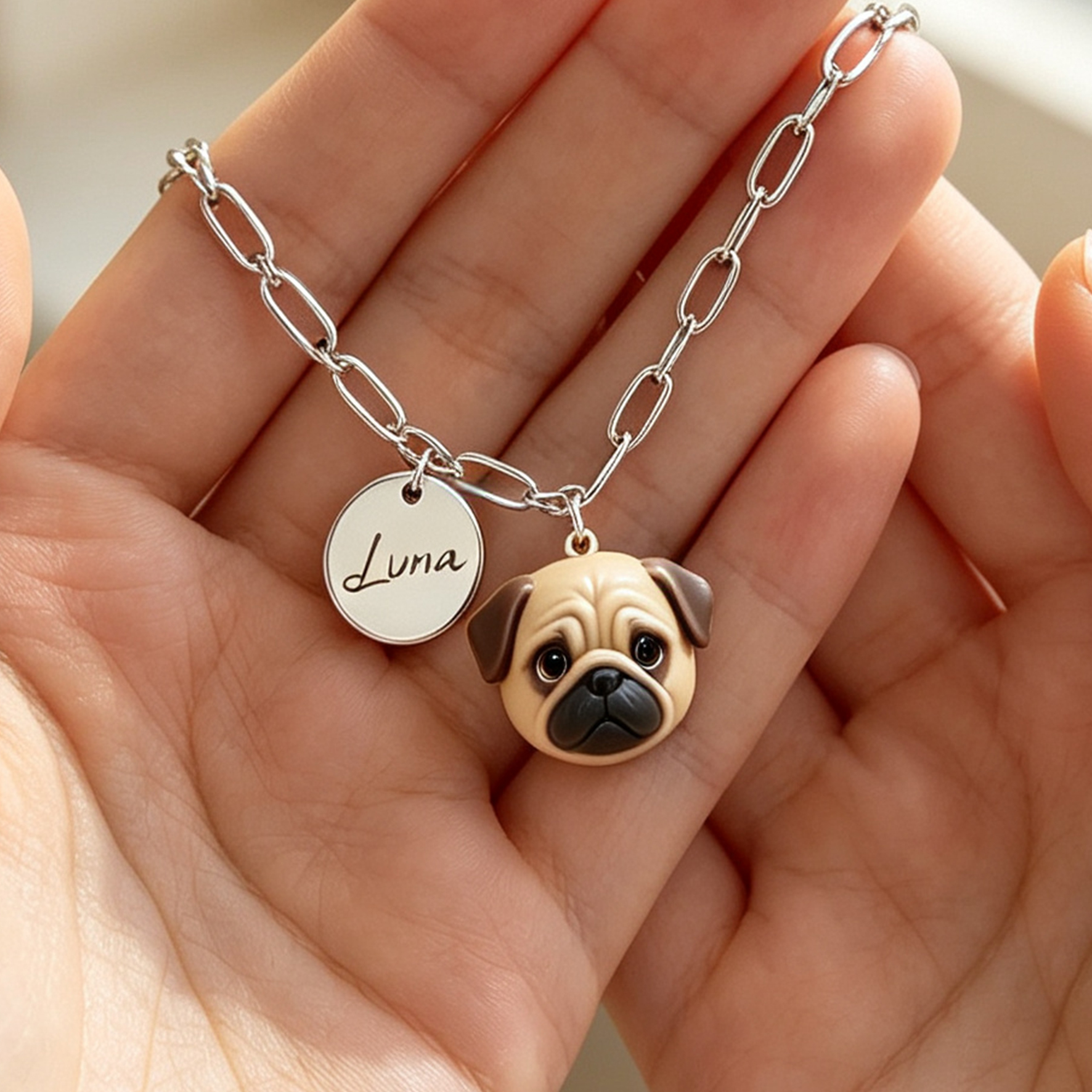 Personalized necklaces, customizable pet pendants, dog and cat portrait necklaces with name, commemorative gifts, and the perfect present for pet lovers.