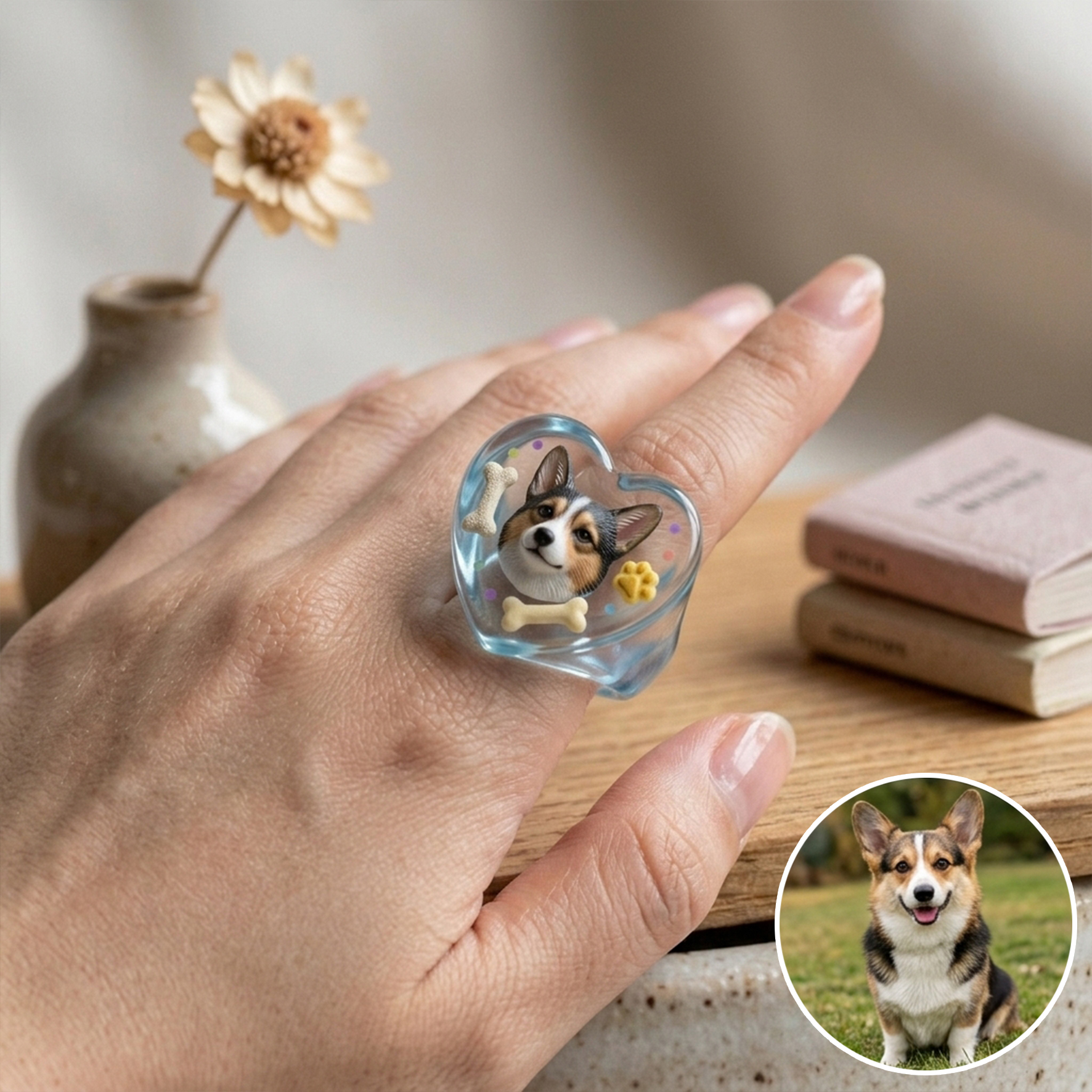 Custom 3D Figurine Transparent Resin Ring