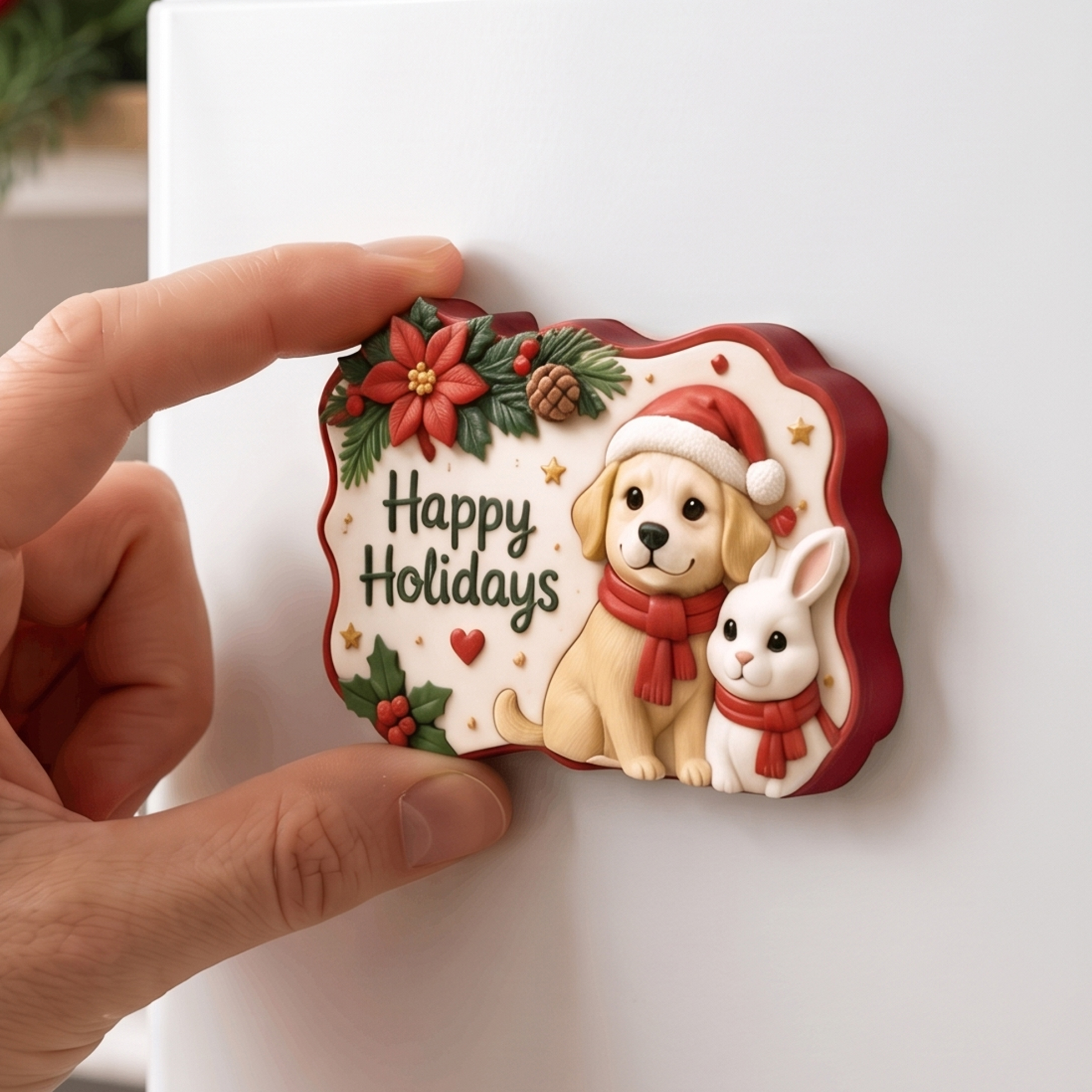 Custom 3D Christmas Portrait Fridge Magnet
