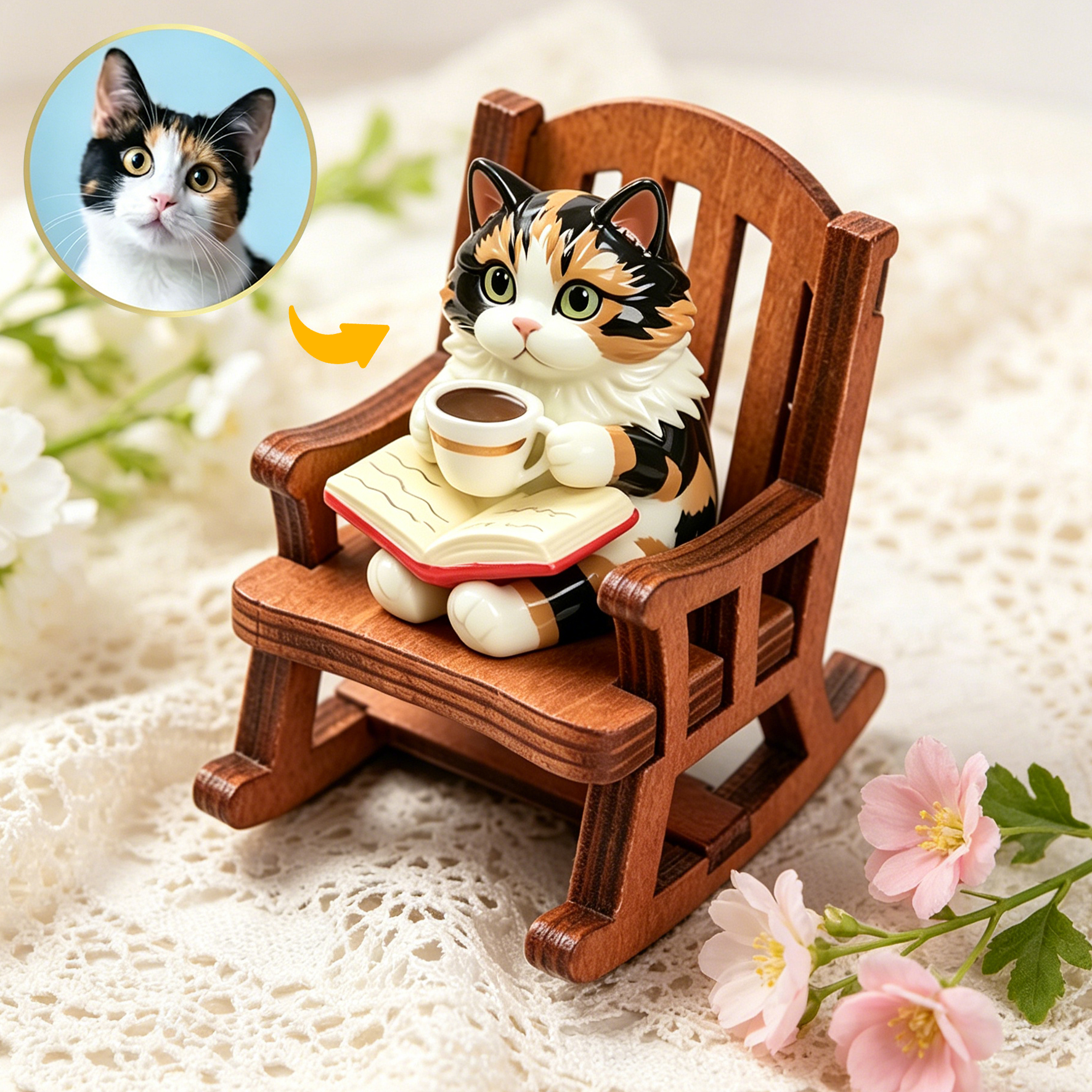 Cute 3D Custom Mini Ornaments of Characters or Pets | Made of resin, compatible with cars and offices, multi-purpose for dashboard/desktop/hanging, cartoon theme, perfect for Valentine's Day gifts.