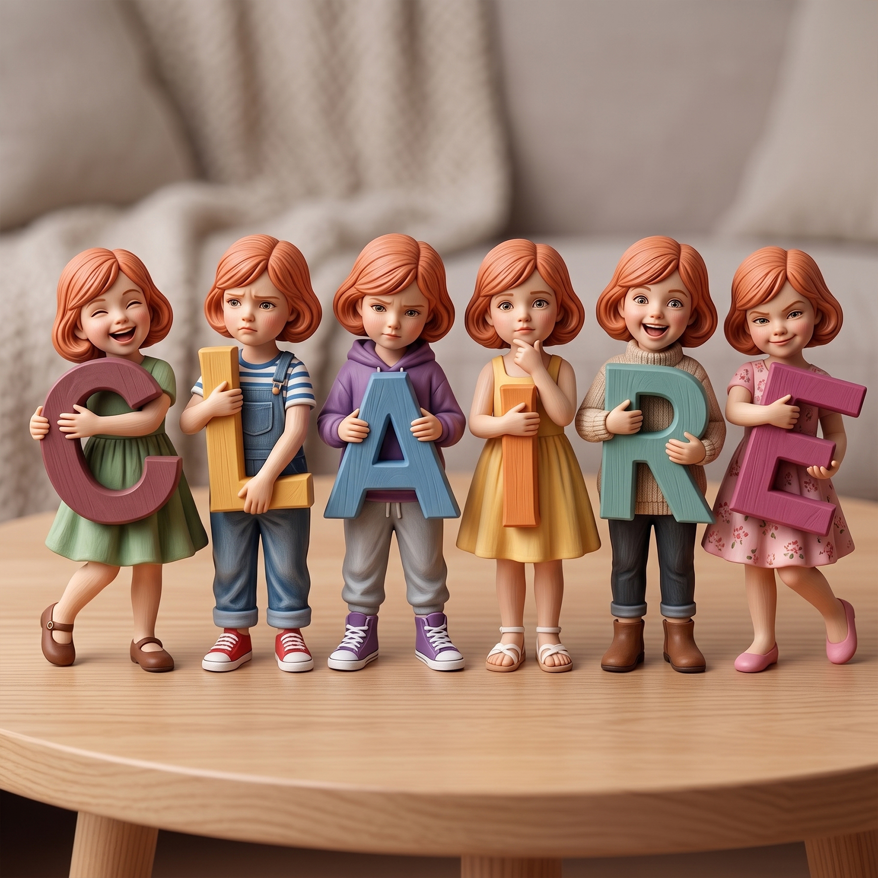 3D Figurine Holding Letters/Numbers Mini Ornaments of Characters