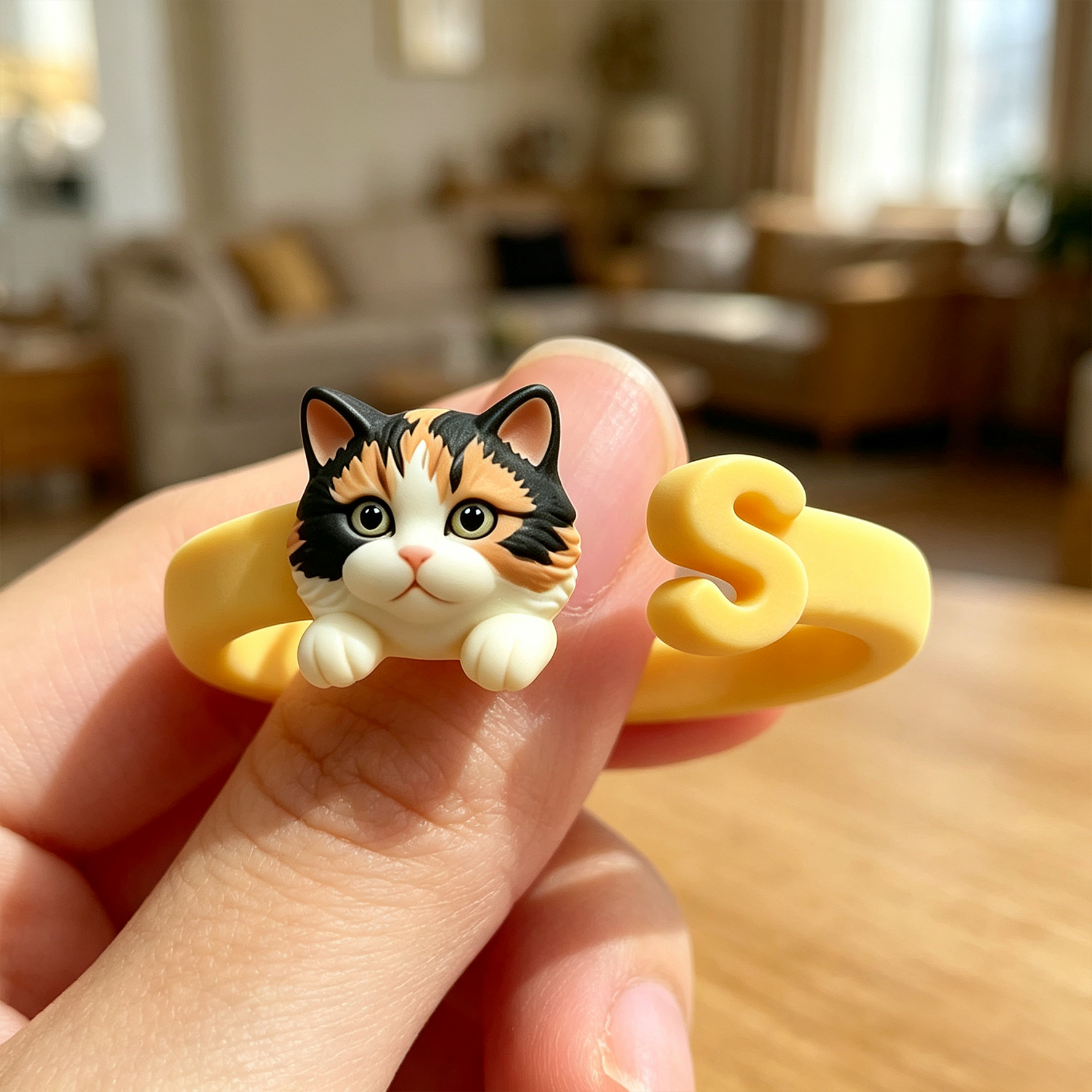 Customized 3D pet portrait rings, personalized 3D pet portrait rings, commemorative gifts for pet lovers.