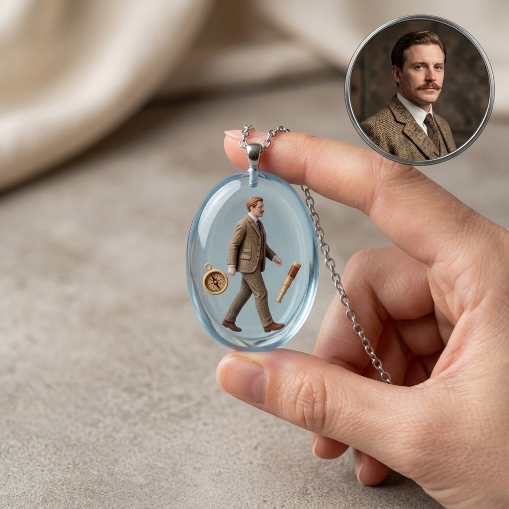 Personalized 3D necklaces, customizable resin pendants for men/women,Transparent resin pendant, Miniature figure necklaces, suitable for holidays, birthdays, anniversaries, and other occasions.