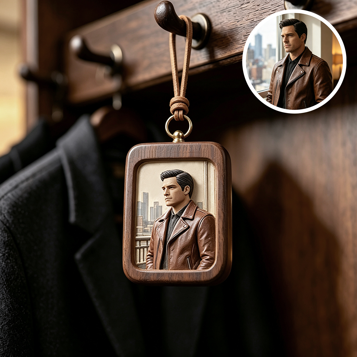 Personalized 3D Portrait Car Ornament, Customized 3D Portrait/Pet Photo with Frame Ornaments,Made of Resin, Compatible with Cars and Offices, Multi-purpose for Dashboard/Desktop/Hanging, Driving Test Pass Gift, 3D Ornaments Anniversary Gift for Him/Her