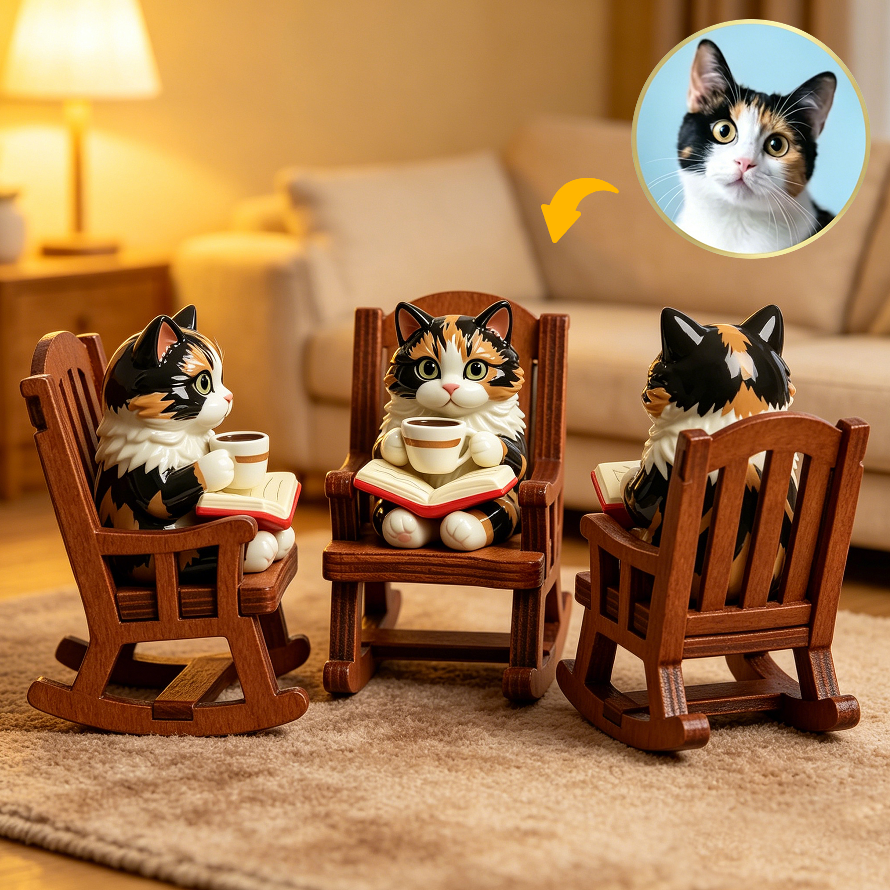 Cute 3D Custom Mini Ornaments of Characters or Pets | Made of resin, compatible with cars and offices, multi-purpose for dashboard/desktop/hanging, cartoon theme, perfect for Valentine's Day gifts.